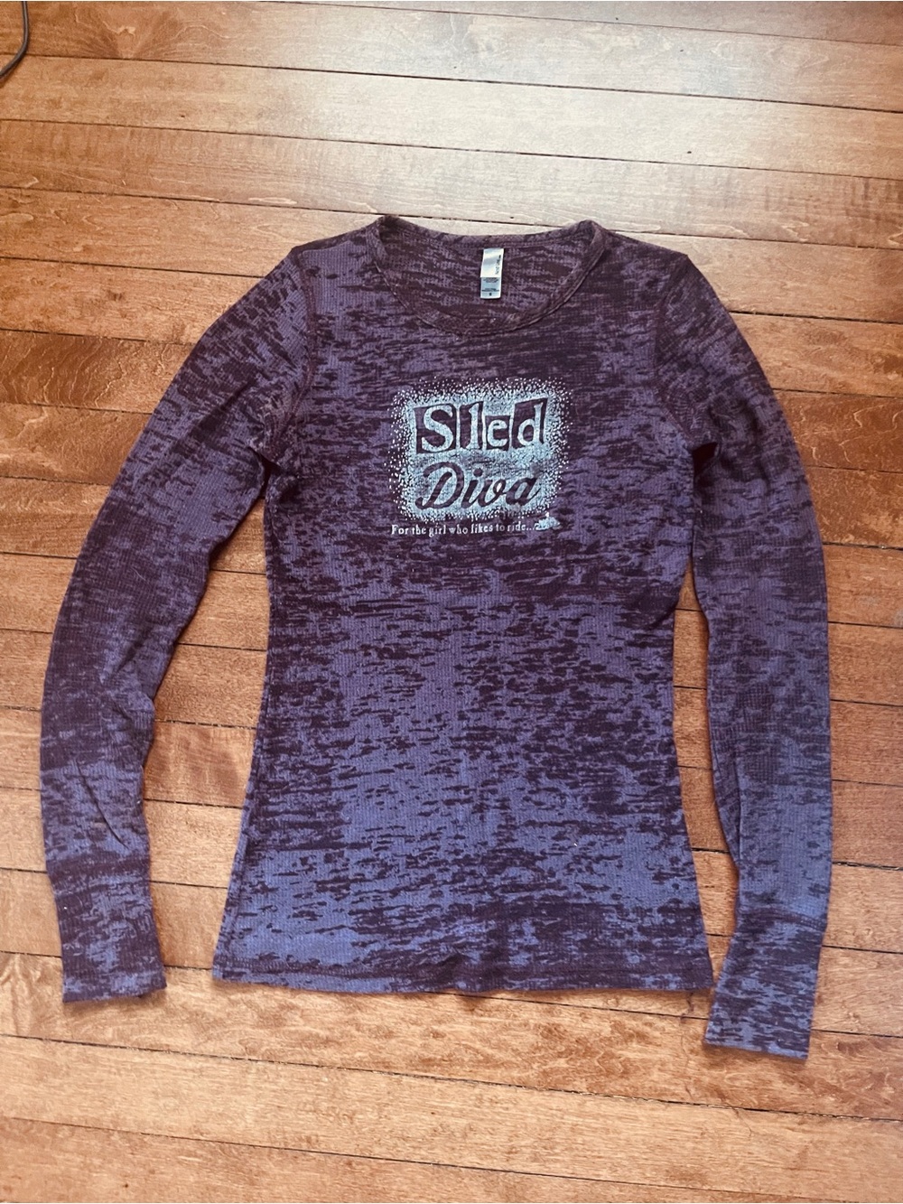 Burnout Long Sleeve Tee Purple Sled Diva size small